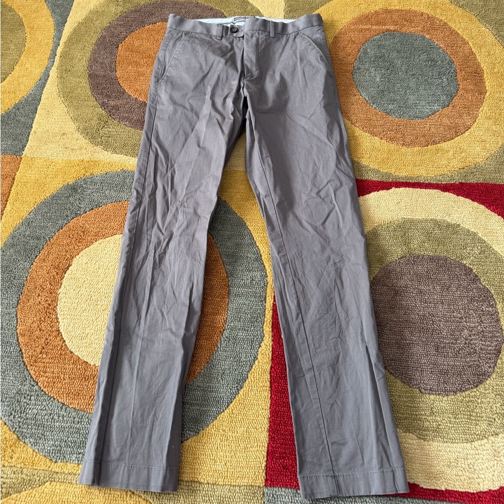 T.M. Lewin Cotton Stretch Slim Fit Pants Grey Chinos Men’s Size 30R